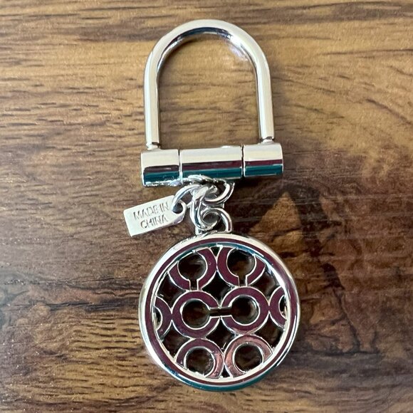 COACH Pave Crystal OP Art Signature Buckle Keychain Key Ring FOB 92959 EUC - Picture 2 of 3